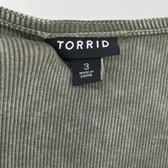 TORRID Top Womens Size 3X Rib Scoop Neck Crochet Long Sleeve in Deep Depths Boho - Picture 7 of 12